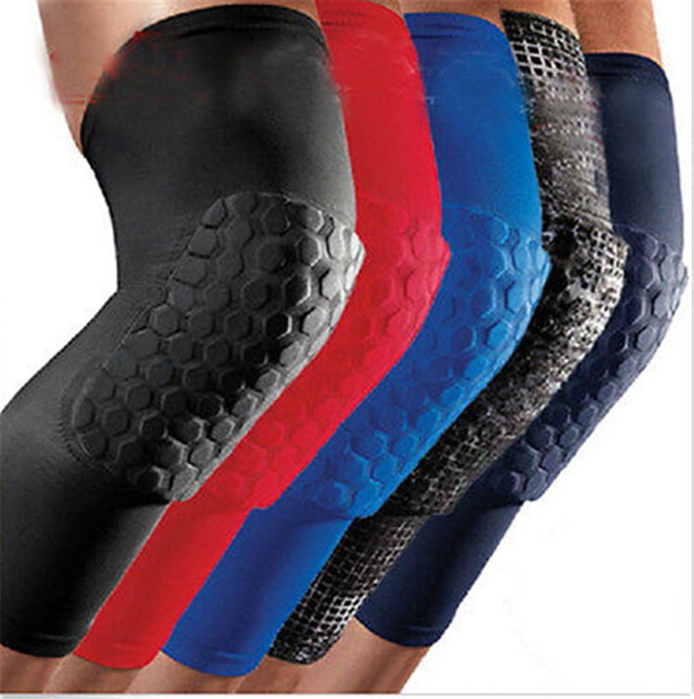 Knee pads Pad Strong Honeycom Basketball Protective Gear Long Leg Sleeves Black M