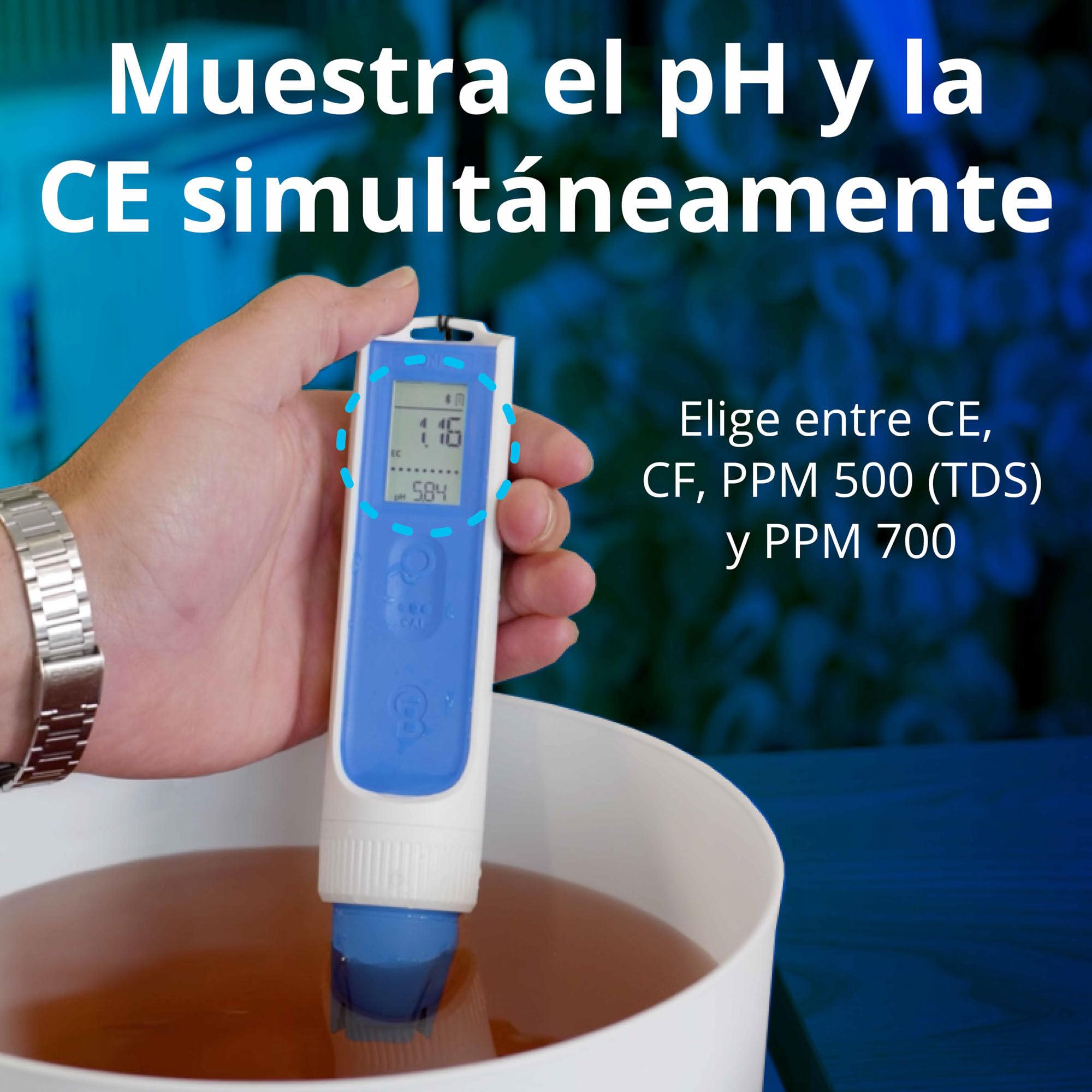Bluelab OnePen - Medidor de temperatura, EC/PPM y pH 3 en 1, lecturas ultrarrápidas - Intercambio de datos Bluetooth y seguimiento en la aplicación - Sonda intercambiable