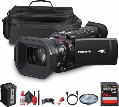 Panasonic HC-X1600 UHD 4K HDMI Lightweight Compact Camcorder with 24x Zoom HC-X1600 + Case + 64GB Memory Card + Cleaning Kit + HDMI Cable + 62mm UV Filter + Card Wallet + Card Reader