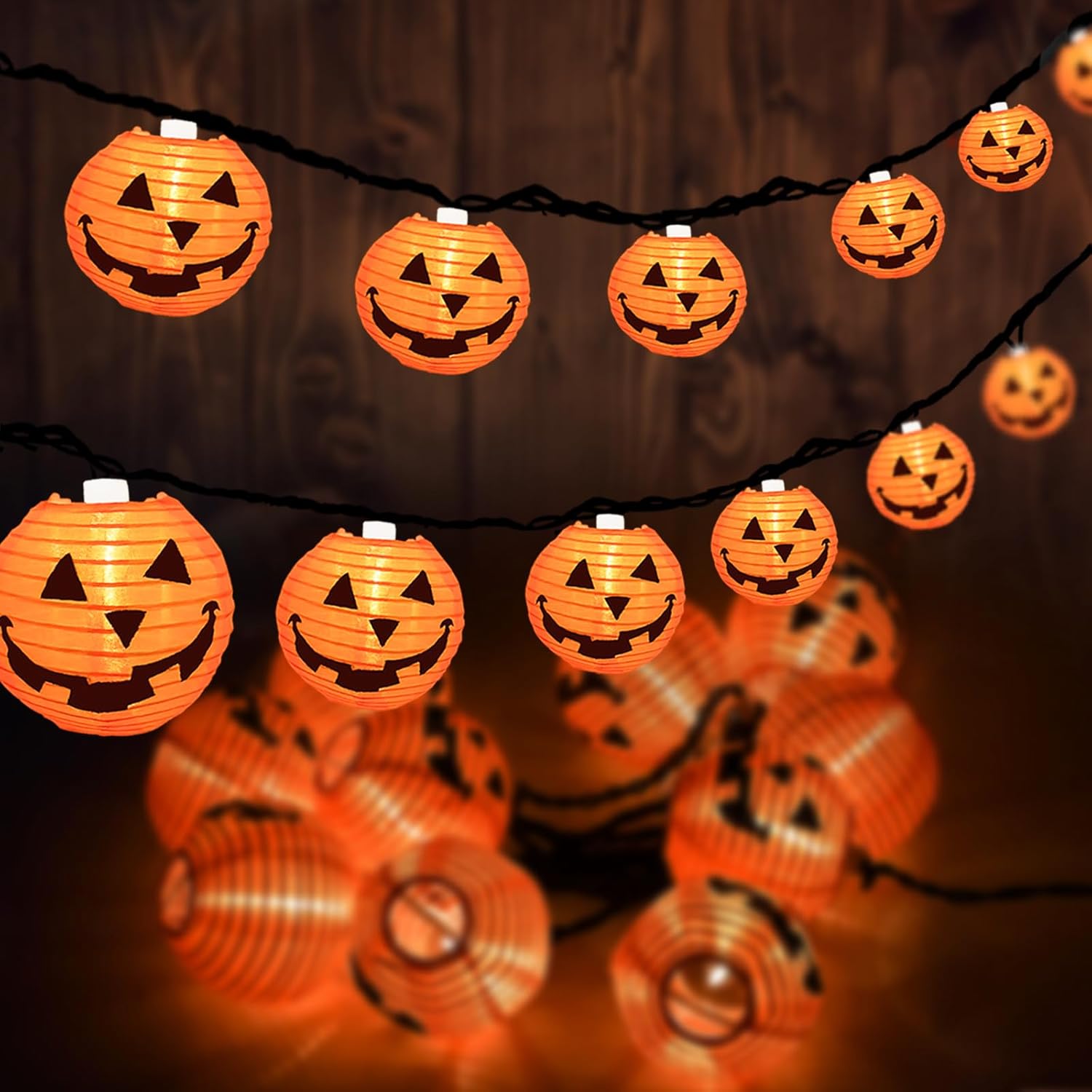 8.5FT Halloween Jack-O’-Lantern String Lights with 10 Orange Pumpkin Bulbs, Black Wire Hanging Lights for Outdoor and Indoor Halloween Party Decor 8.5FT Halloween Jack-O’-Lantern String Lights with 10 Orange Pumpkin Bulbs, Black Wire Hanging Lights for Outdoor and Indoor Halloween Party Decor