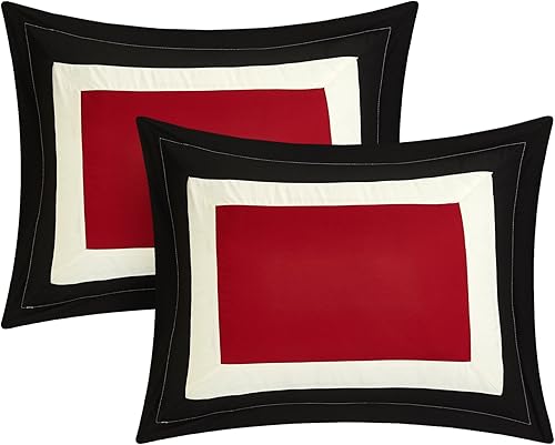 Miniatura 4 de Chic Home Jake - Juego de edredón reversible de 10 piezas, colección de hotel, bloques de color, patrón geométrico, diseño de cama en una bolsa,