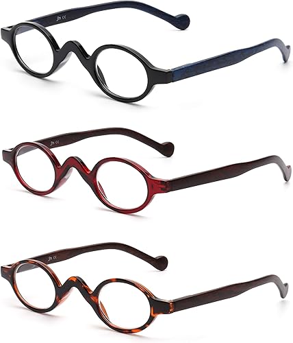 Miniatura 8 de JM Juego de 4 lentes de lectura redondos retro con bisagra de resorte para hombres y mujeres, gafas para lectura, paquete de 4, mezcla +1.0