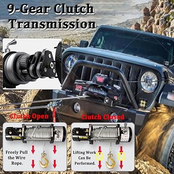 Electric Winch Kit - 3000/3500/4000/4500/6000LBS Truck Winch, 12V/24V Steel Cable Winch with Wireless and Hand Remote Controller & Roller Fairlead for SUV, Truck & Trailer 6000LBS