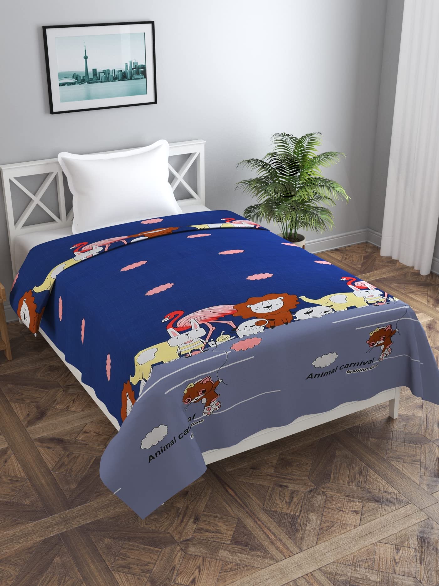 BREVARD Glacecotton Single Duvet Cover/Rajai Cover/Blanket Cover with Zipper (60X90 Inches, Grey Blue)-image-46