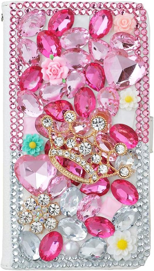 STENES Bling Wallet Phone Case Compatible with Google Pixel 5 Case - Stylish - 3D Handmade Flowers Floral Butterfly Leather Cover with Cable Protector [4 Pack] - Hot Pink