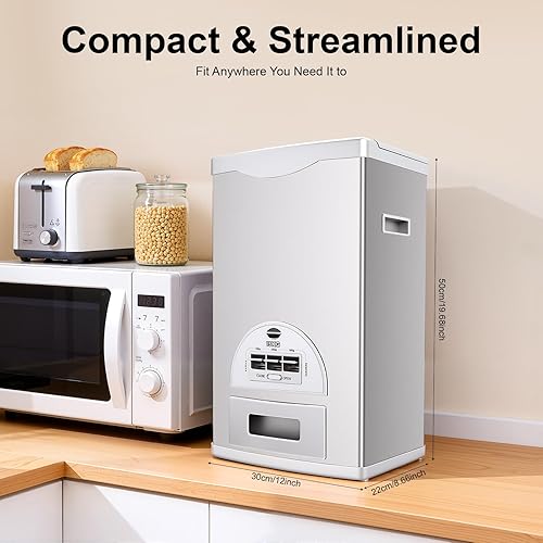 Miniatura 7 de Dispensador automático de arroz, caja de almacenamiento con dispensador de granos, contenedor de almacenamiento de arroz de acero inoxidable de gran