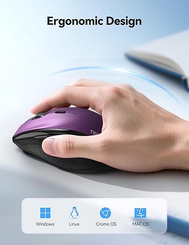 Miniatura 5 de TECKNET PRO - Mouse inalámbrico recargable, clic silencioso, batería de 800 mAh de larga duración, 6 6400 DPI ajustables, mouse inalámbrico para
