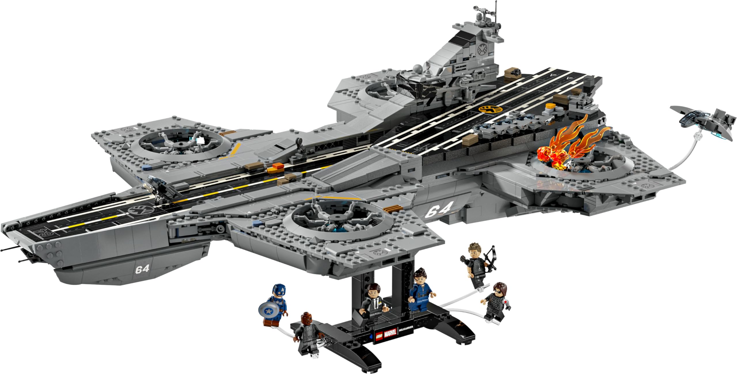 LEGO | Marvel Helitransporte de S.H.I.E.L.D. – Kit de Construcción para Adultos de Portaaviones – 6 Minifiguras inc. Capitán América y Nick Furia – Decoración para la Estantería - Idea de Regalo 76354