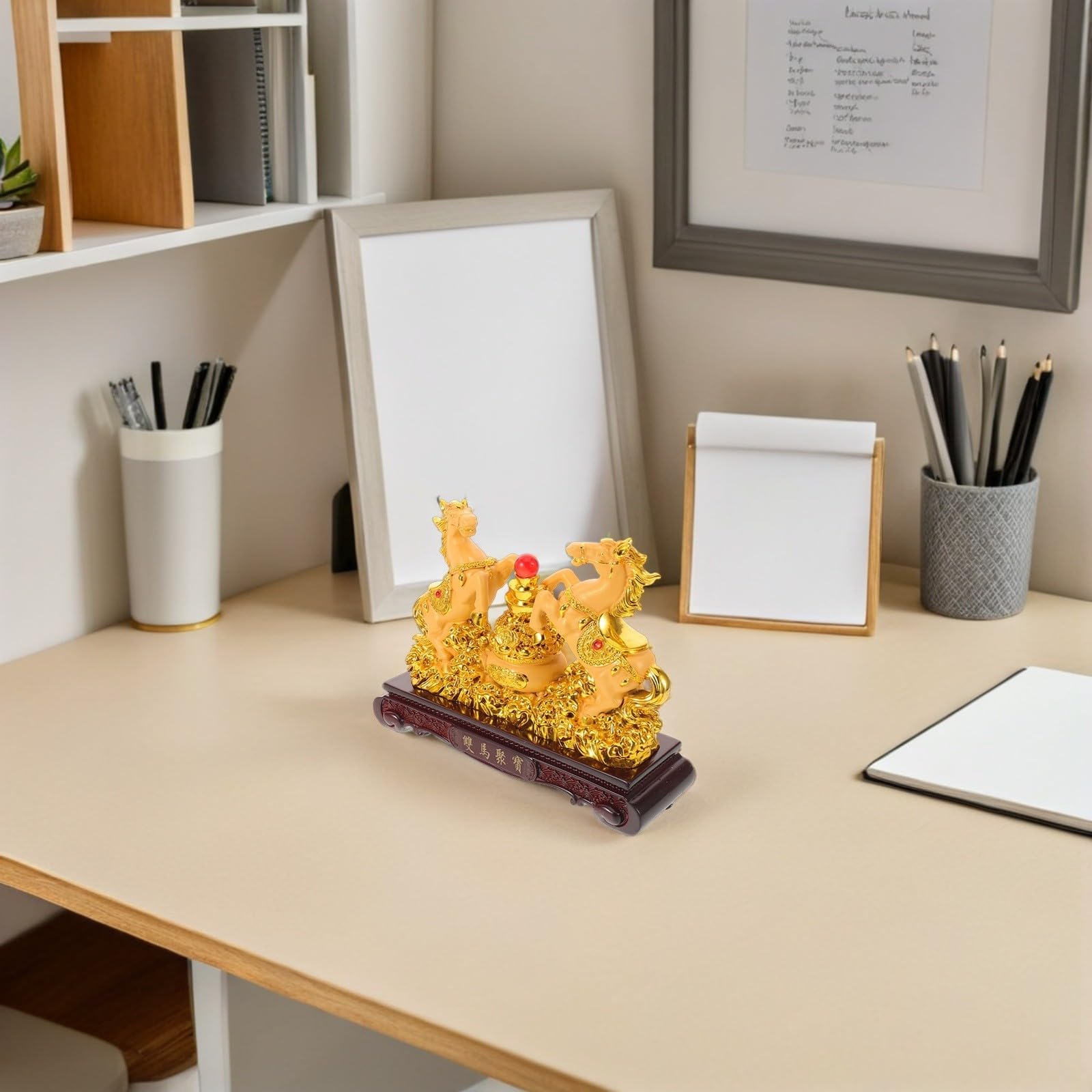 Chinesische Feng Shui Pferdestatue aus Kunstharz für Zuhause und Büro