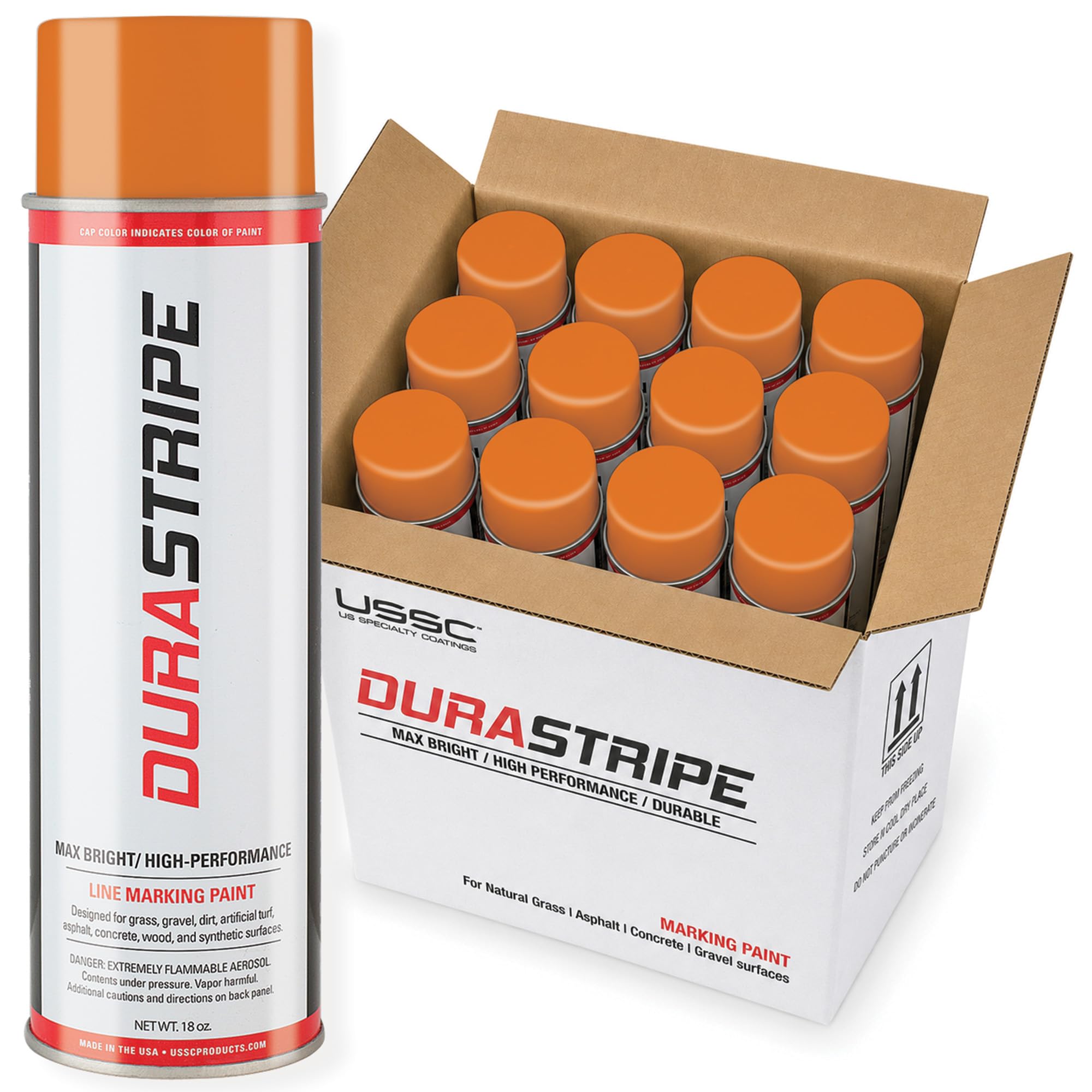 Athletic Field Marking Paint - (CASE) 12/18 Ounce Cans. The Most durable line marking paint available! Several colors to choose from. (Syracuse Orange)