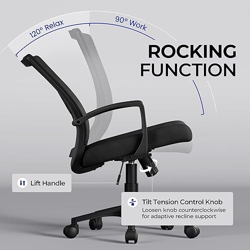 Miniatura 6 de Yaheetech Silla de oficina de malla para escritorio, silla de computadora ergonómica con respaldo medio con soporte lumbar, altura ajustable para