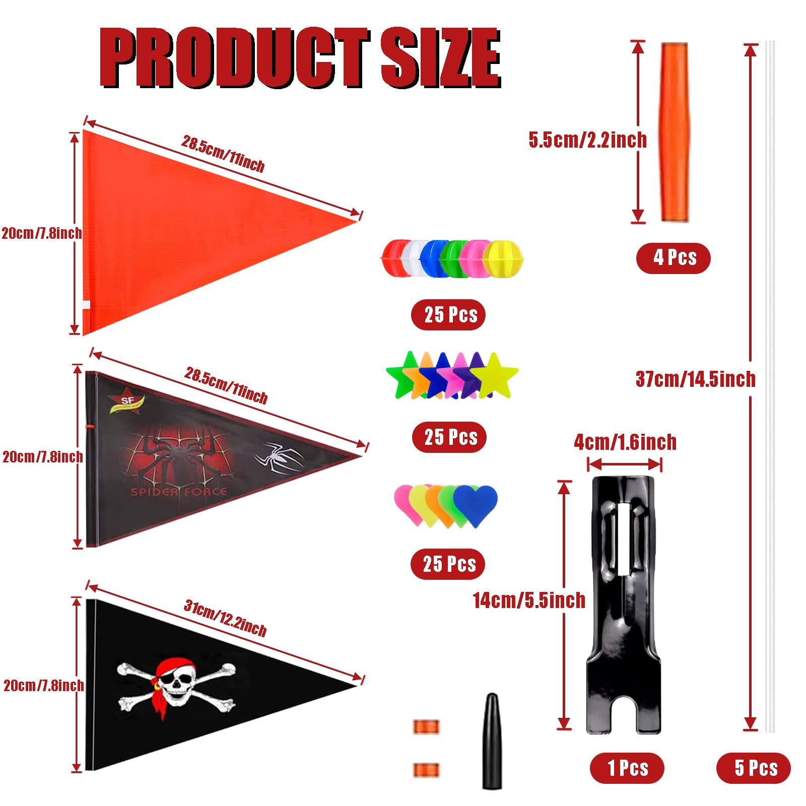 Bandiere Sicurezza Per Bici Bambini - Set 3 Pezzi Con Gagliardetti Pirata, Dino E Vigili Del Fuoco - Foto 11