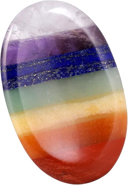Nupuyai 7 Chakra Thumb Worry Stone, Healing Crystal Pocket Palm Stone for Anxiety Stress Relief Reiki Therapy
