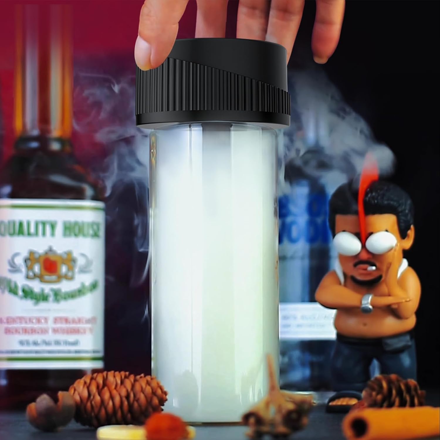 Electric Whiskey Smoker Kit, Rechargeable Flameless Cocktail Smoker with 6 Wood Chips & LED Light, Flameless Bourbon Smoker,Ideal Easter Gifts Birthday Presents for Men,Dad,Husband (No Butane)