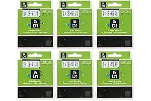 6-Pack Compatible Dymo D1 Label Tape, Compatible with DYMO LabelManager 160 280...