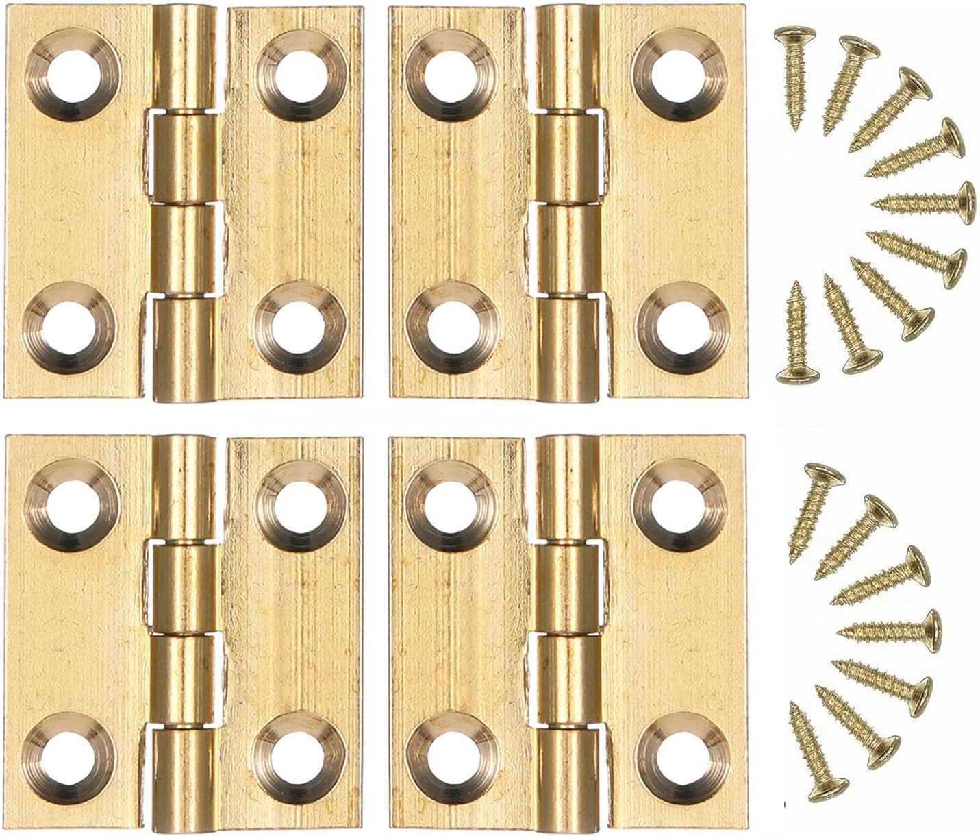 ZIOYANE 4Pcs Small Hinges, Gold Brass Mini Hinges with Screws & Foldable Design for Wooden Boxes & Cupboard Doors