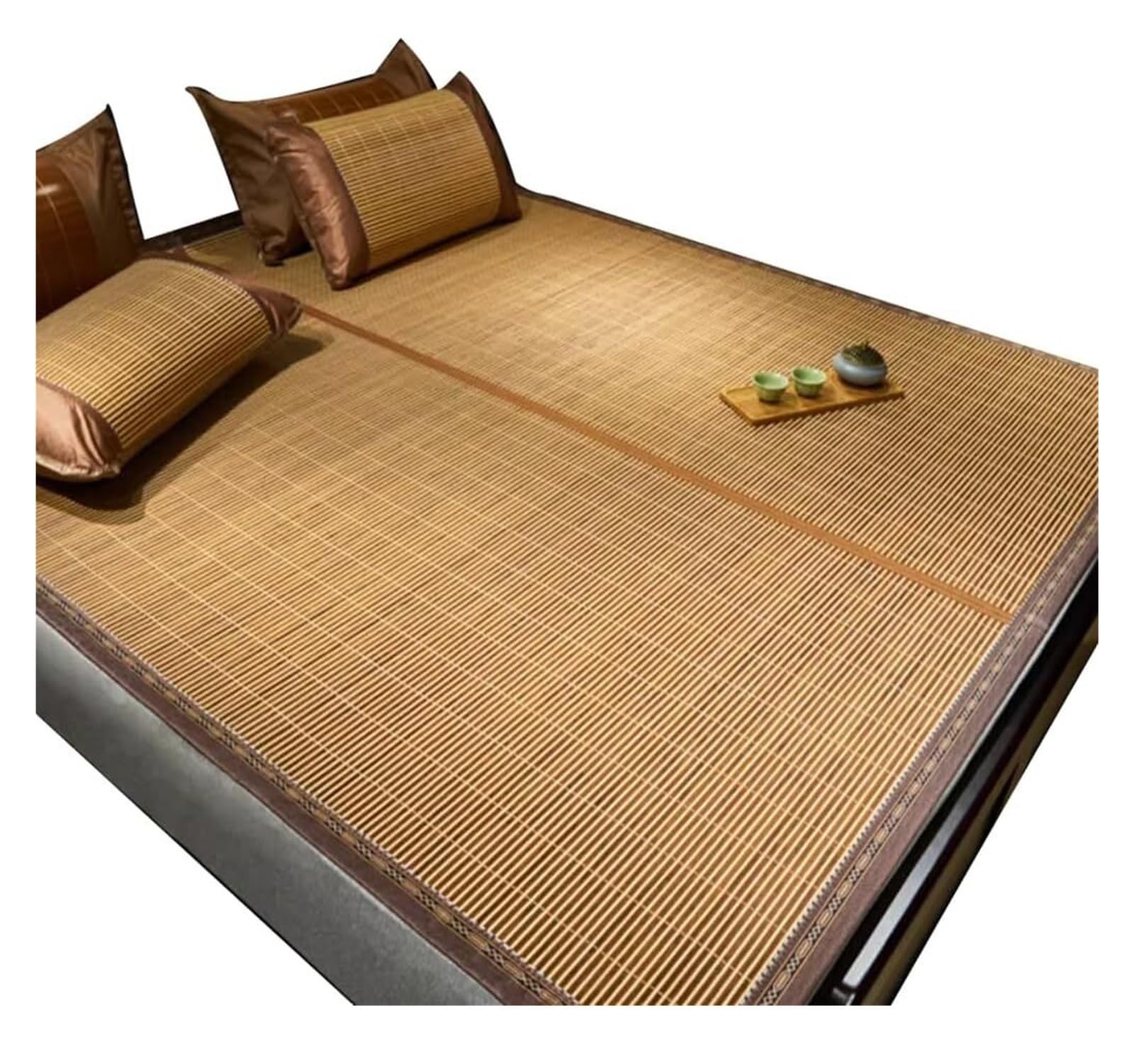 Human Cooling Mat Summer Sleeping Mat Bamboo Cooling Mattress Topper Pad Folding Double-Sided Use Durable Smooth(1.5 * 1.95M/59 * 77in)