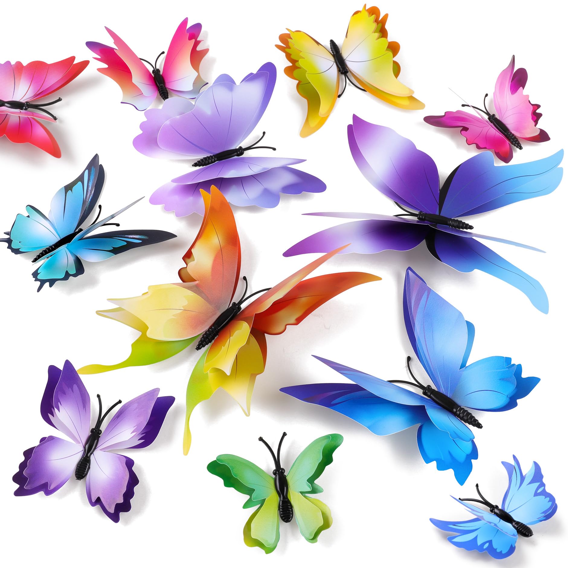 Autocollants magnétiques papillon 3D amovibles sans trace pour réfrigérateur