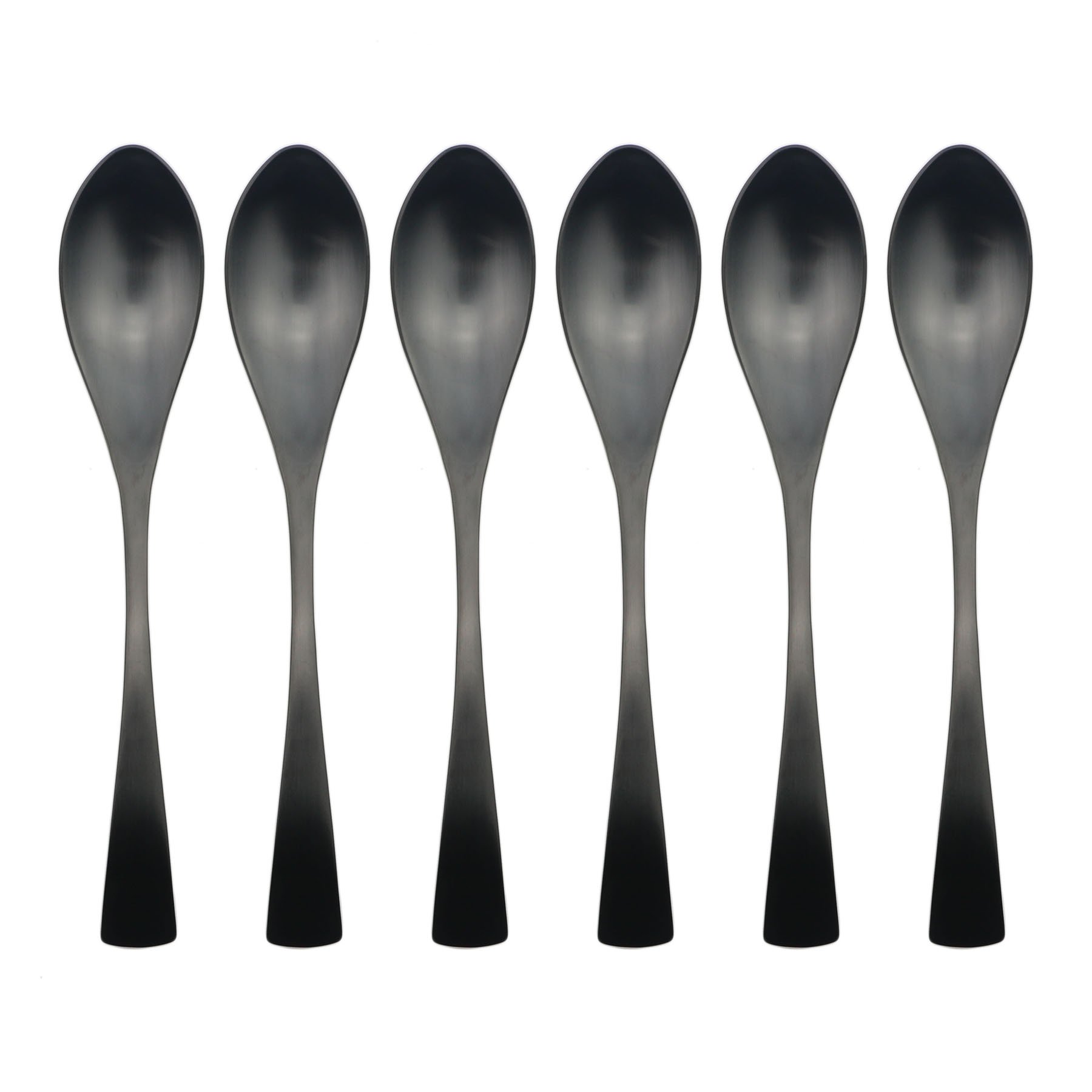 Puzhler 18/10 Stainless Steel Luxury Black Flatware Silverware Utensils Set, 6-Piece Black Coffee Sugur Spoon Teaspoon, 5.74 inch