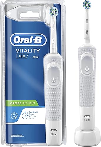 Oral B Vitality 100 White Criss Cross Cepillo de dientes eléctrico recargable alimentado por Braun