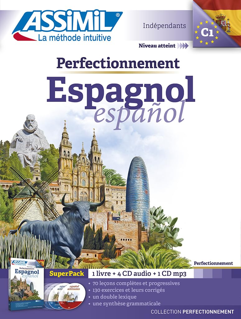 Assimil Superpack Perfectionnement Espagnol (livre + 4 CD audio + 1CD MP3) [ advanced Spanish for French speakers ] (Spanish Edition)