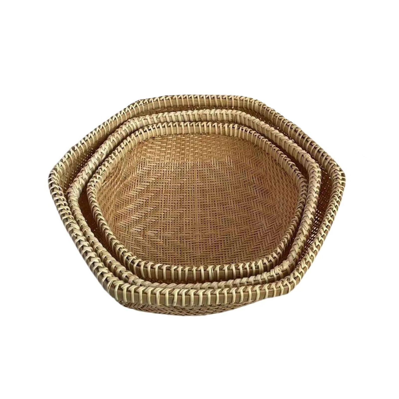Cestas de almacenamiento tejidas hexagonales de bambú artesanal