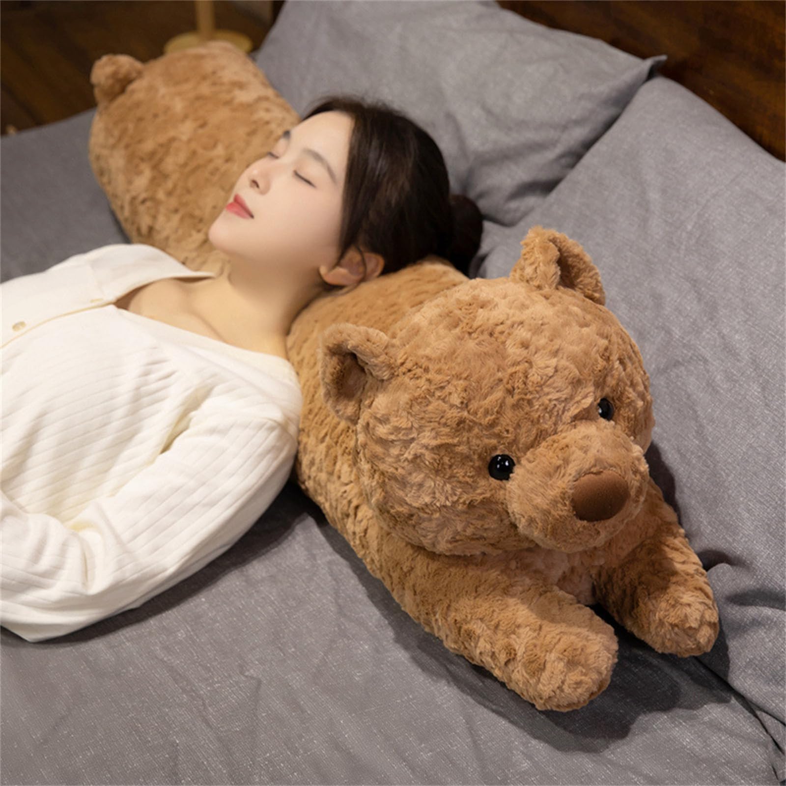 AMOSIJOY Weich Riesen Teddy Teddys Kuscheltier, Weighted Stuffed Animal Gewichtskuscheltier, GroßEr TeddybäR Als Geschenk FüR Geburtstag, Valentinstag Weihnachten (120cm,Milchweiß)