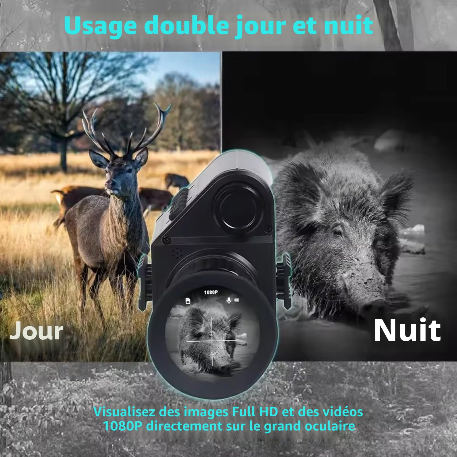 Lunettes de vision nocturne monoculaire infrarouge Zoom numérique 4x caméra avec viseur enregistrement vidéo photo HD 1080P