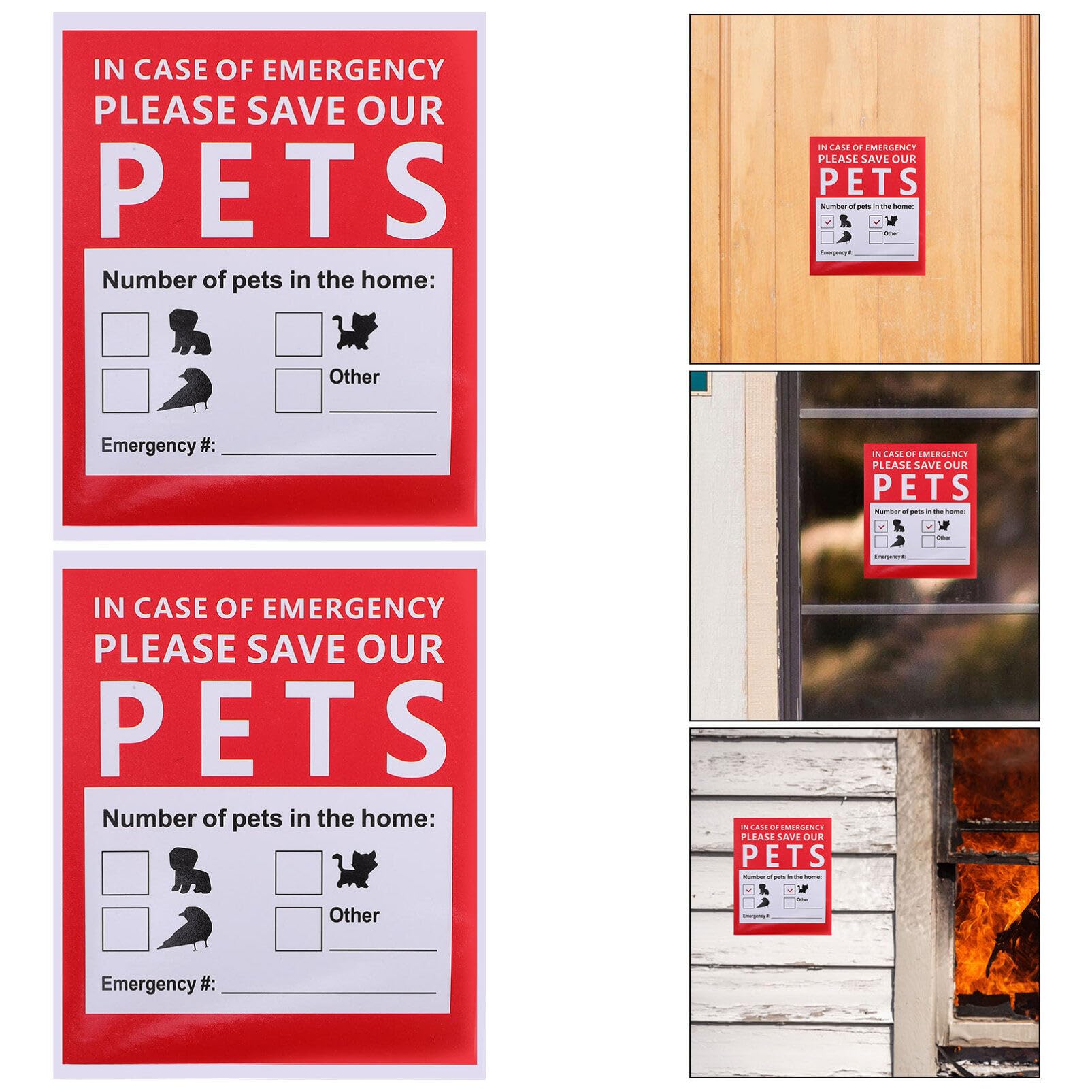 Operitacx 10 Sheets Emergency Alert Pet Finder Stickers Pets Inside Fire Rescue Stickers Save Our Pets Finder Emergency Pets Rescue Sign Decals - Image 3