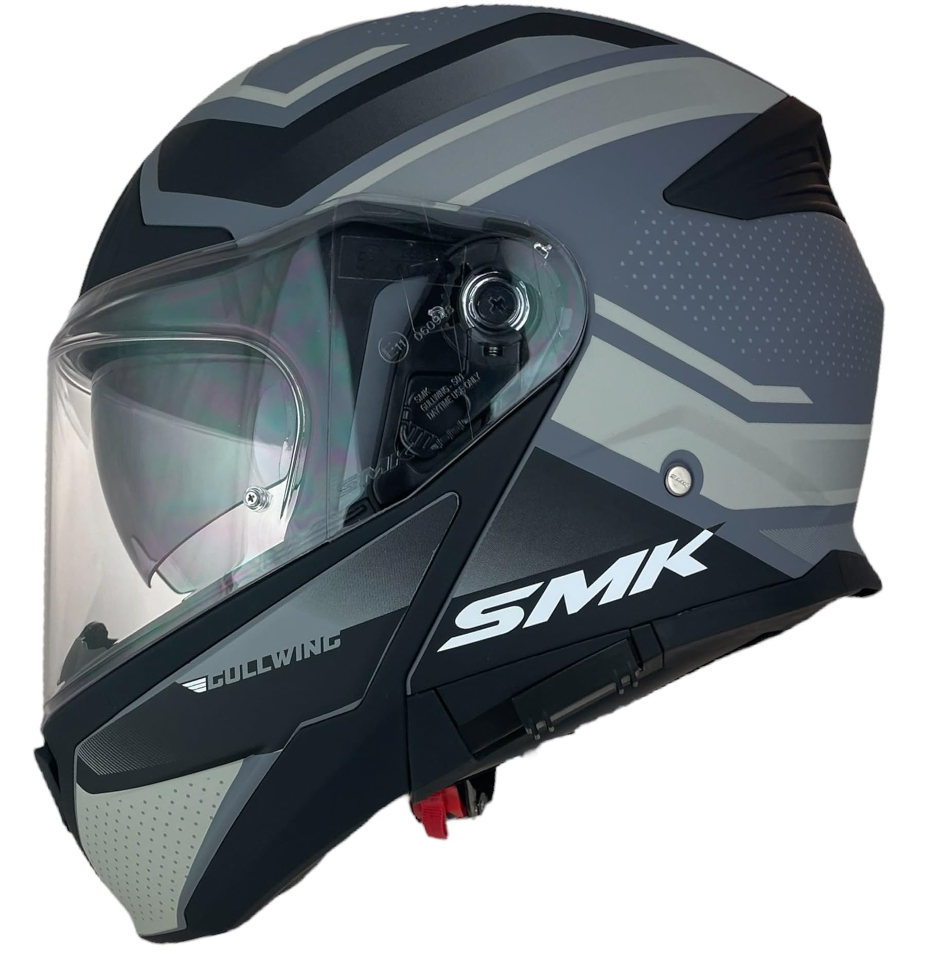 SMK Helmets Casco Modular GULLWING SUPERTOUR Decorado Mate Casco Modular para Motocicleta, Negro y Gris, con Visera Abatible 22.06 (3XL 65/66)