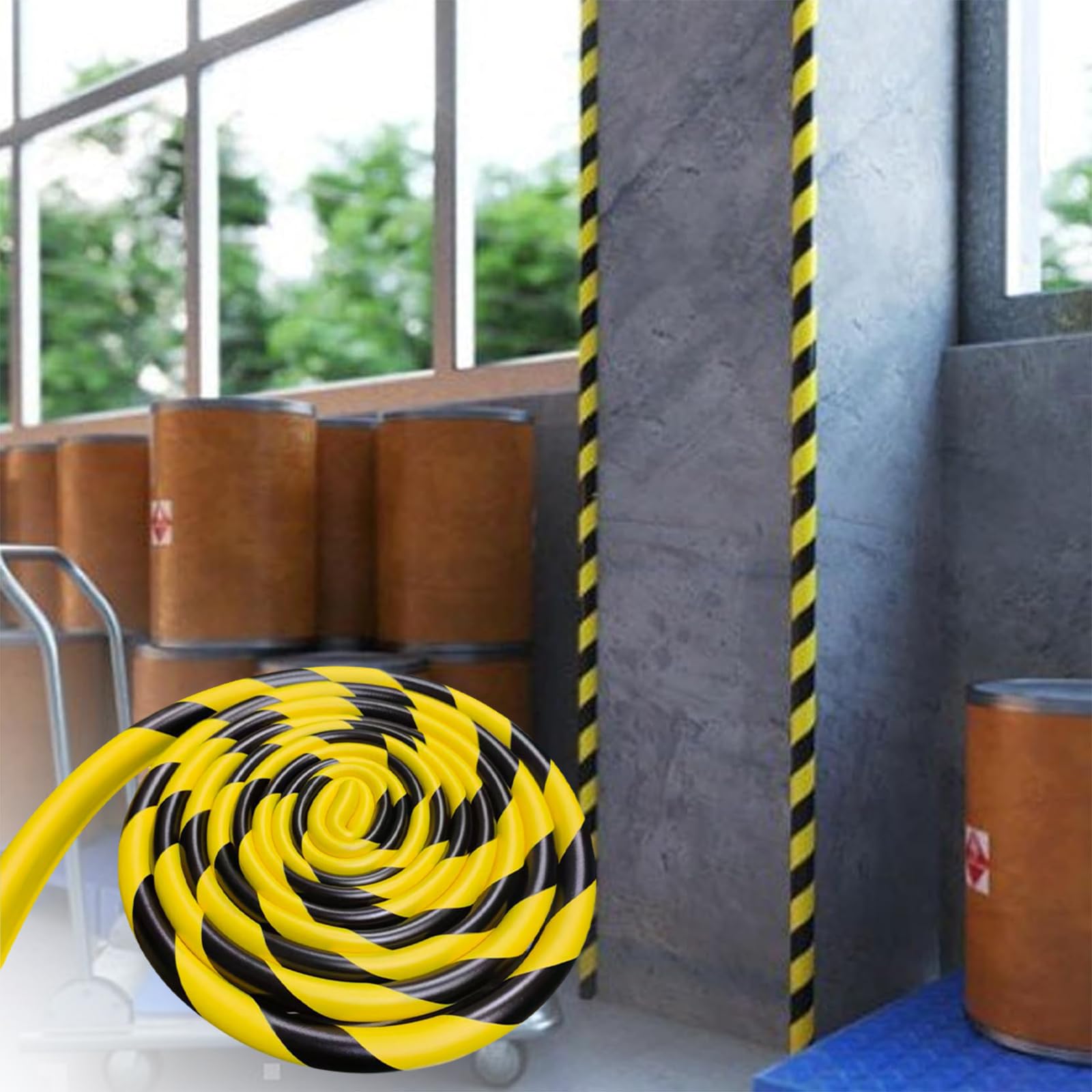 Protector Esquinas De Goma Resistentes Tipo U,Amarillo Y Negro Protector Espuma,Resistente Al Desgarro,para ProteccióN De Bordes Almacenes Y Muebles,5m