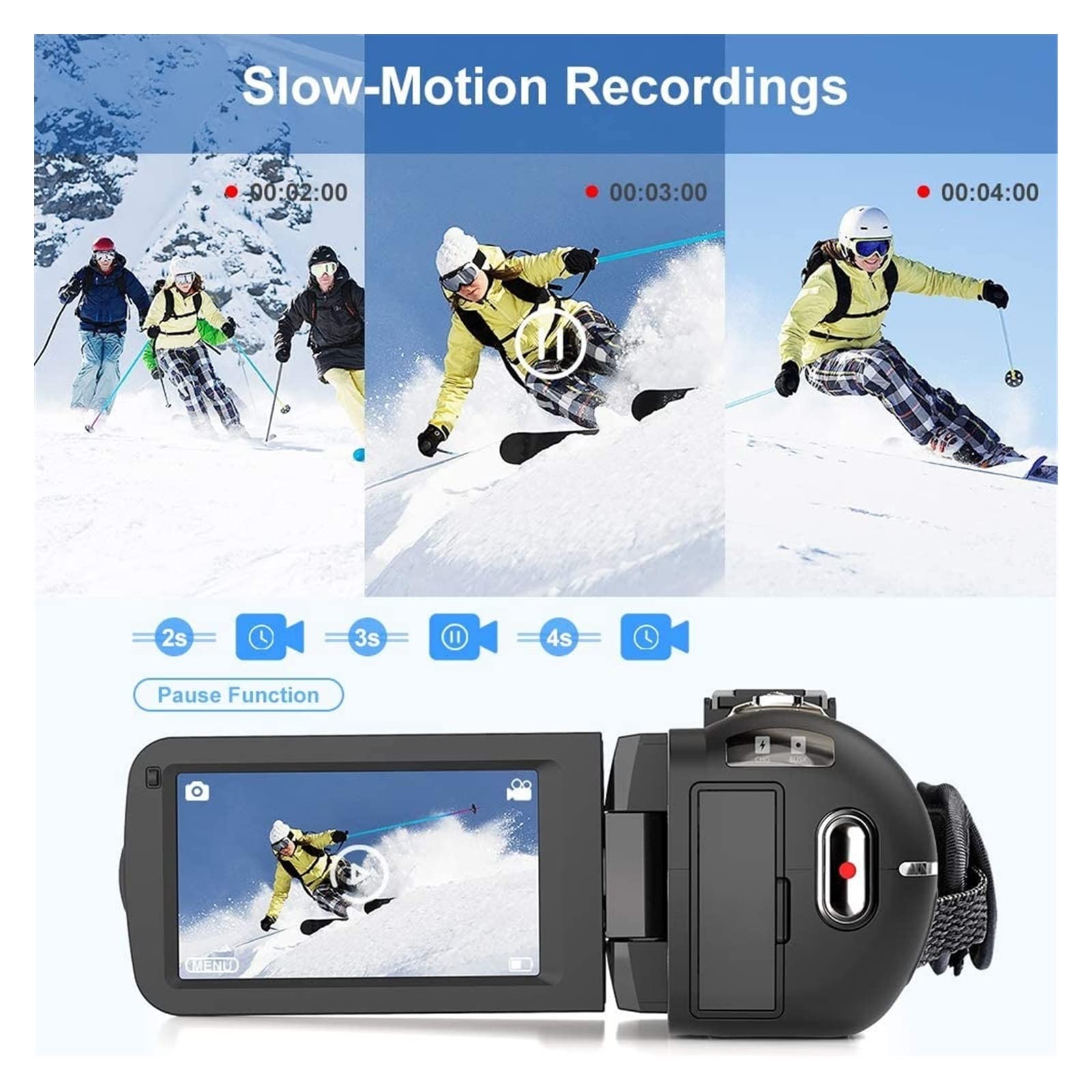 Macchinetta Digitale, Videocamere digitali for Visione Notturna for Lo Streaming Live Webcam Fotografia Remote 4K Vlog Camcorder Registratore a infrarossi(32G SD Card,Rot)
