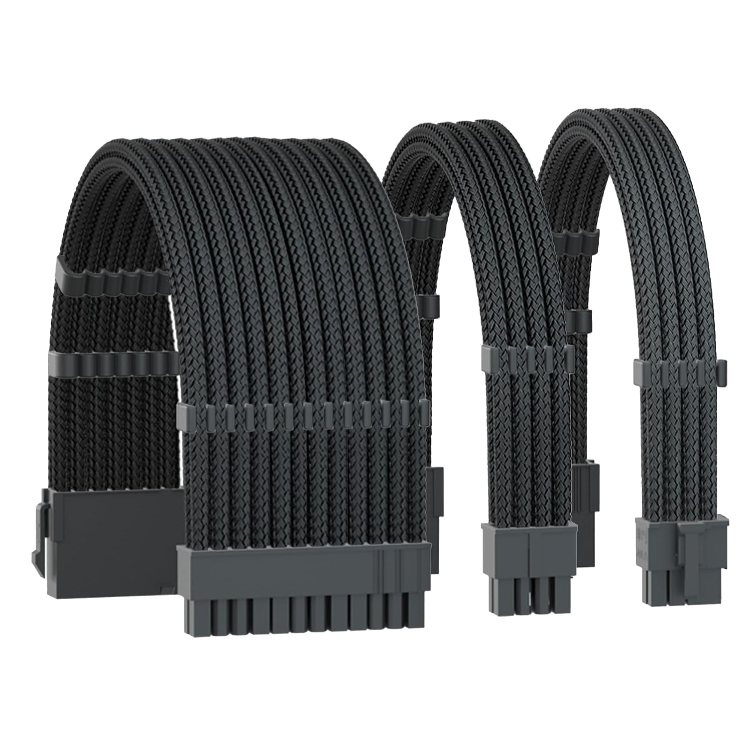 Formulamod Power Supply PC Cable Extension,18AWG 1x24pin ATX/1x8(4+4) pin EPS/1x8(6+2) pin Pci-E PSU Extension Cable Kit,11.8inch with Combs(Black)