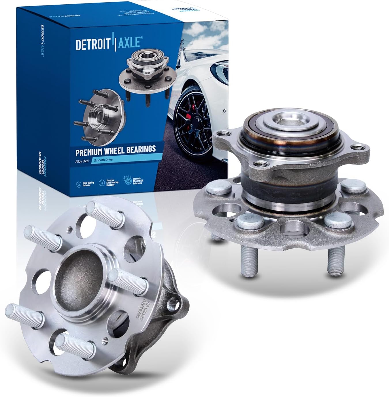 Detroit Axle - Rear Wheel Bearing Hubs for 2005-2010 Honda Odyssey 2006 2007 2008 2009 2010, Wheel Bearing and Hubs Assembly Set, Pair Hubs Replacement