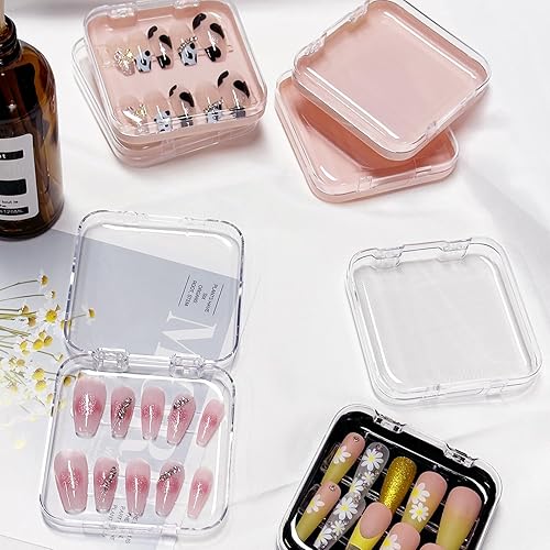 Miniatura 4 de Caja de almacenamiento de uñas a presión de 12 piezas con 60 piezas adhesivas de doble cara cinta acrílica para uñas postizas, caja organizadora de
