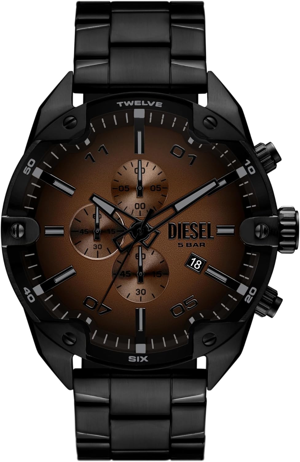 Diesel Men's Spiked Chronograph Black Stainless Steel Watch (Model: DZ4691)