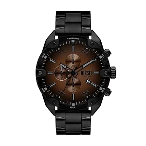 Diesel Mens Spiked Chronograph Black Stainless Steel Watch Model DZ4691