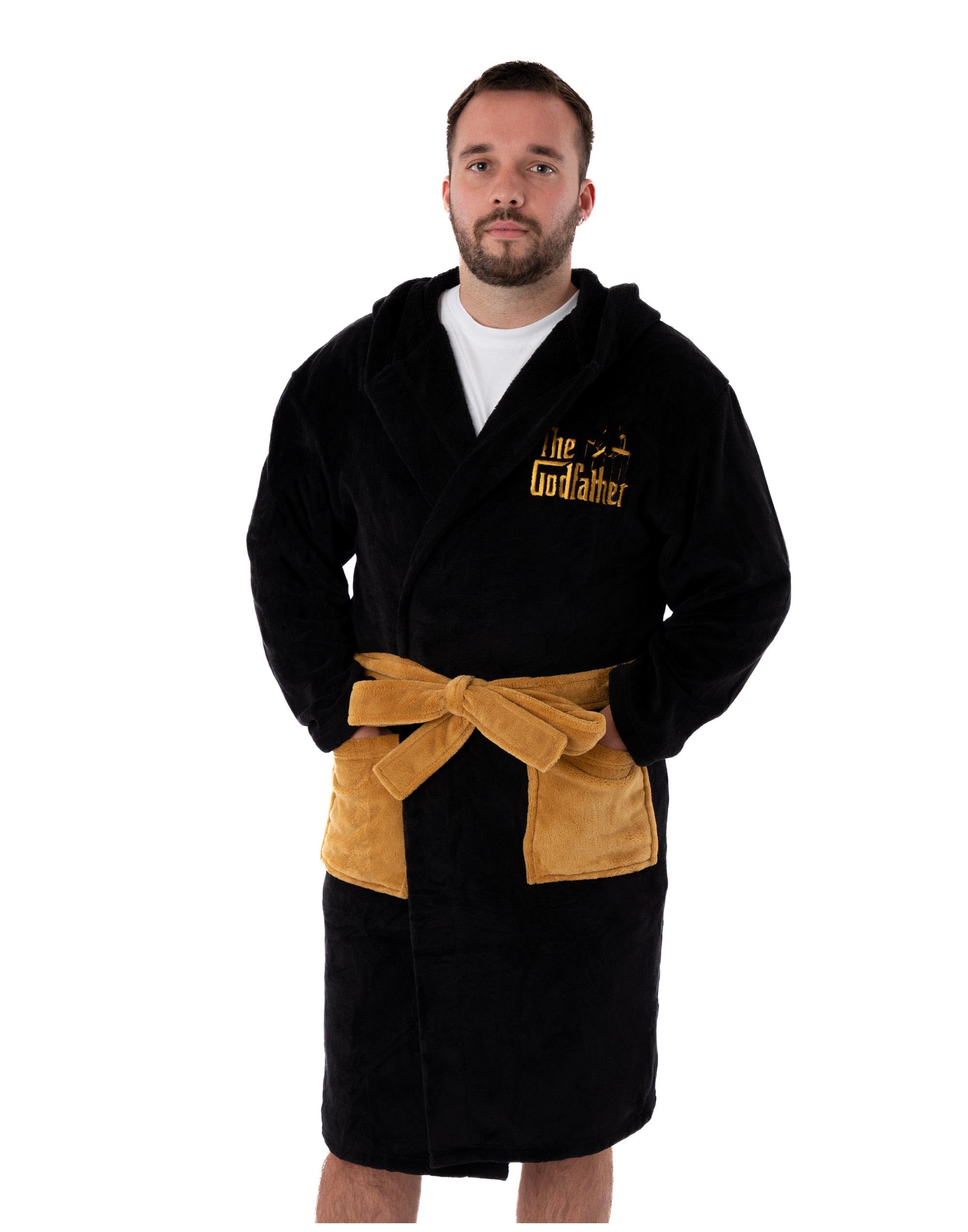 Vanilla Underground Men's Black The Godfather Hooded Bathrobe - Large