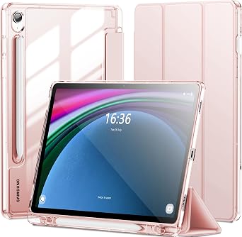 INFILAND Case for Samsung Galaxy Tab S10 Lite /S10 FE/ S9 FE 5G 10.9 Inch/Tab S9 11 Inch with S Pen Holder, Slim Clear Protective Cover Support Auto Wake/Sleep Pink