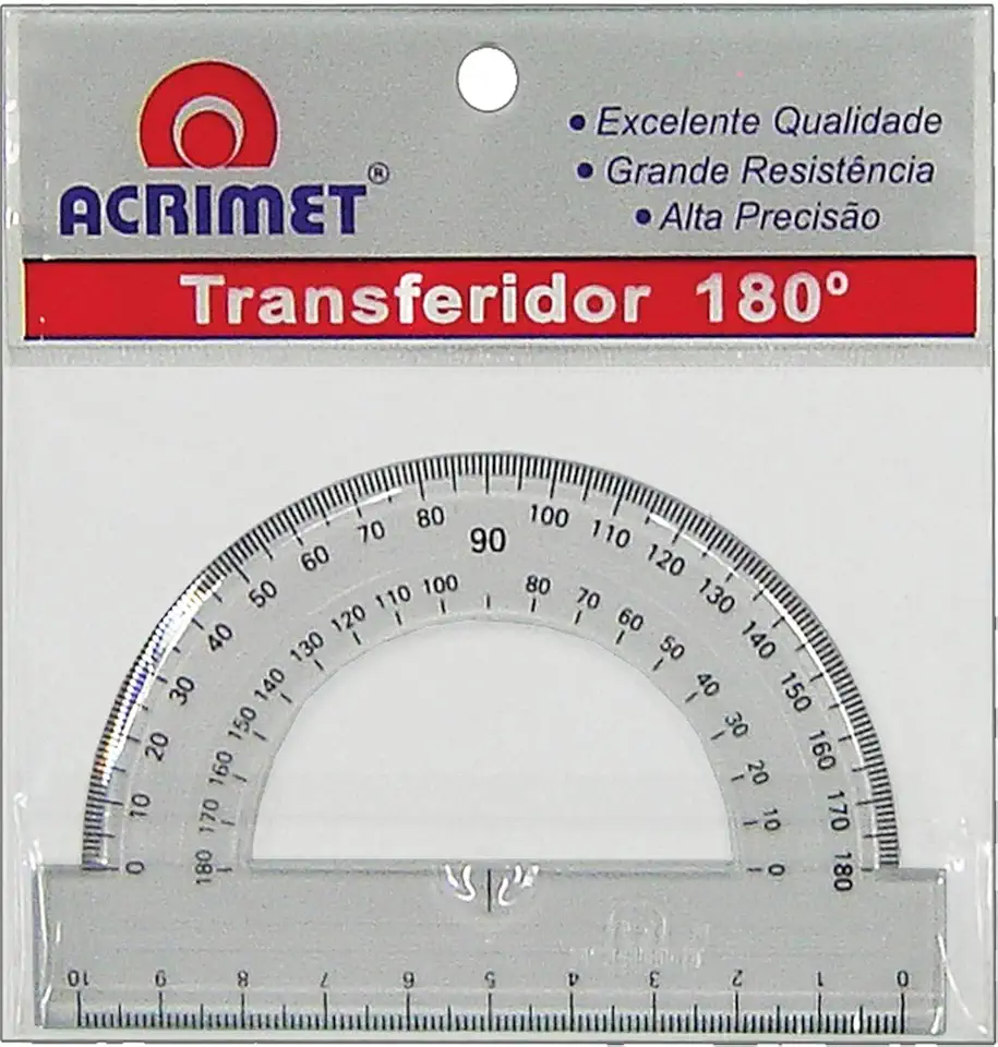 Acrimet 551-5 - Transferidor Poliestireno, 180 Graus, pacote de 6 unidades, Multicor