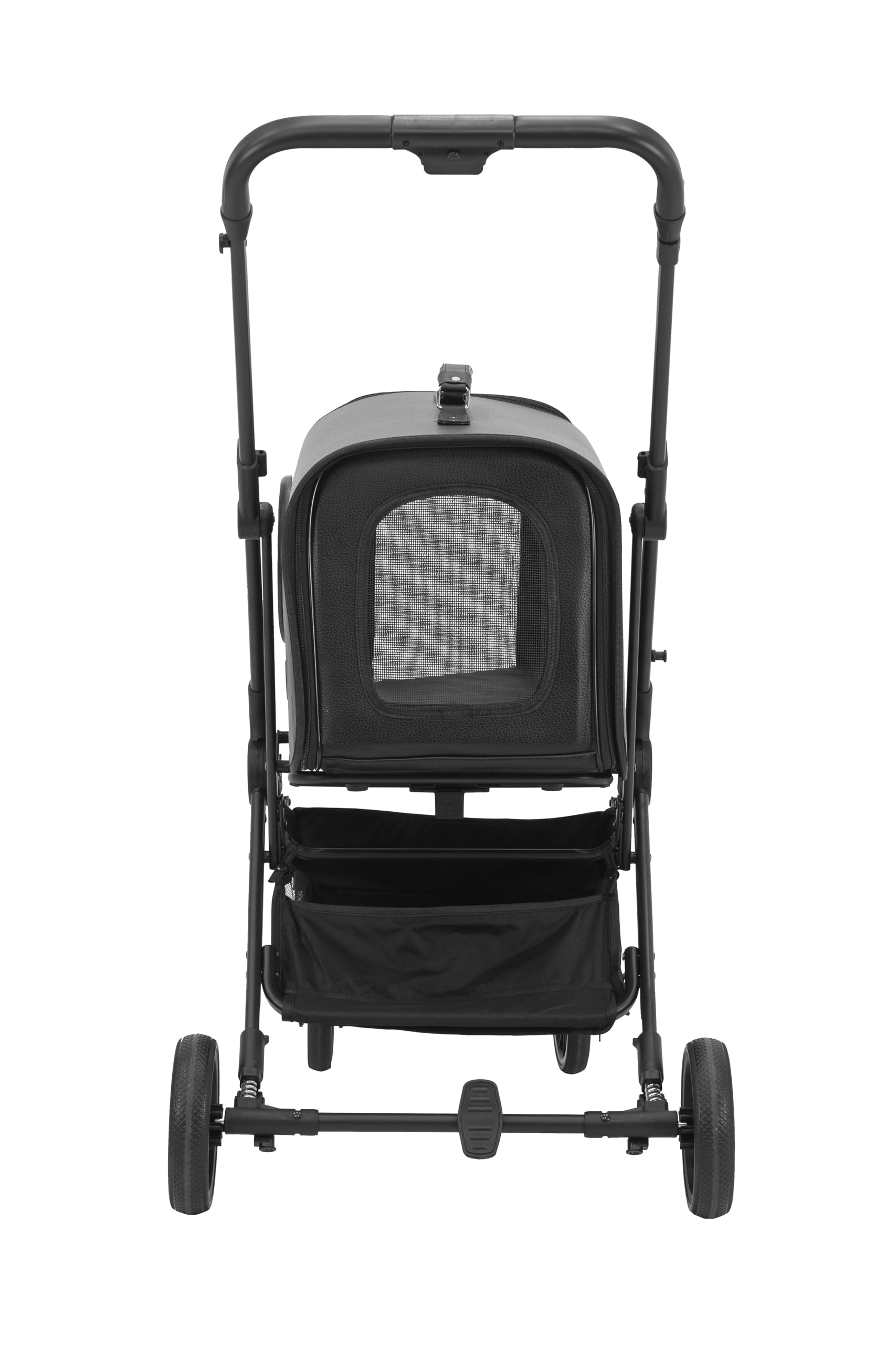 Muxi Carrito para perros y gatos 2 en 1 de lujo plegable con transportín extraíble ruedas delanteras 360° con amortiguación estructura plegable para animales pequeños y medianos (Gris)