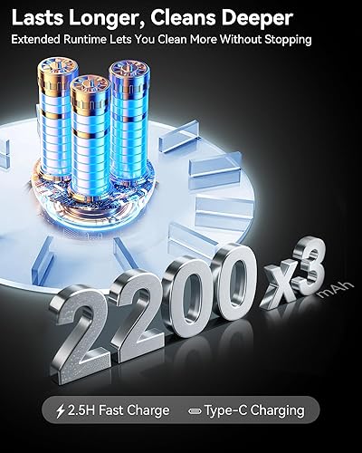 Miniatura 7 de Mayking Aspiradora portátil 5 en 1 inalámbrica para automóvil, aspiradora de mano con LED blanco y flash LED rojo, 115 W 18000 Pa de alta potencia,