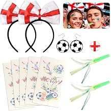2026 Soccer Cup Couple Fan Kit, His &amp; Hers Soccer Supporter Set with National Flag Pin Badge for Men, Football Earrings for Women, 2 Hair Bows, 5 Stickers, 2 Green Whistles