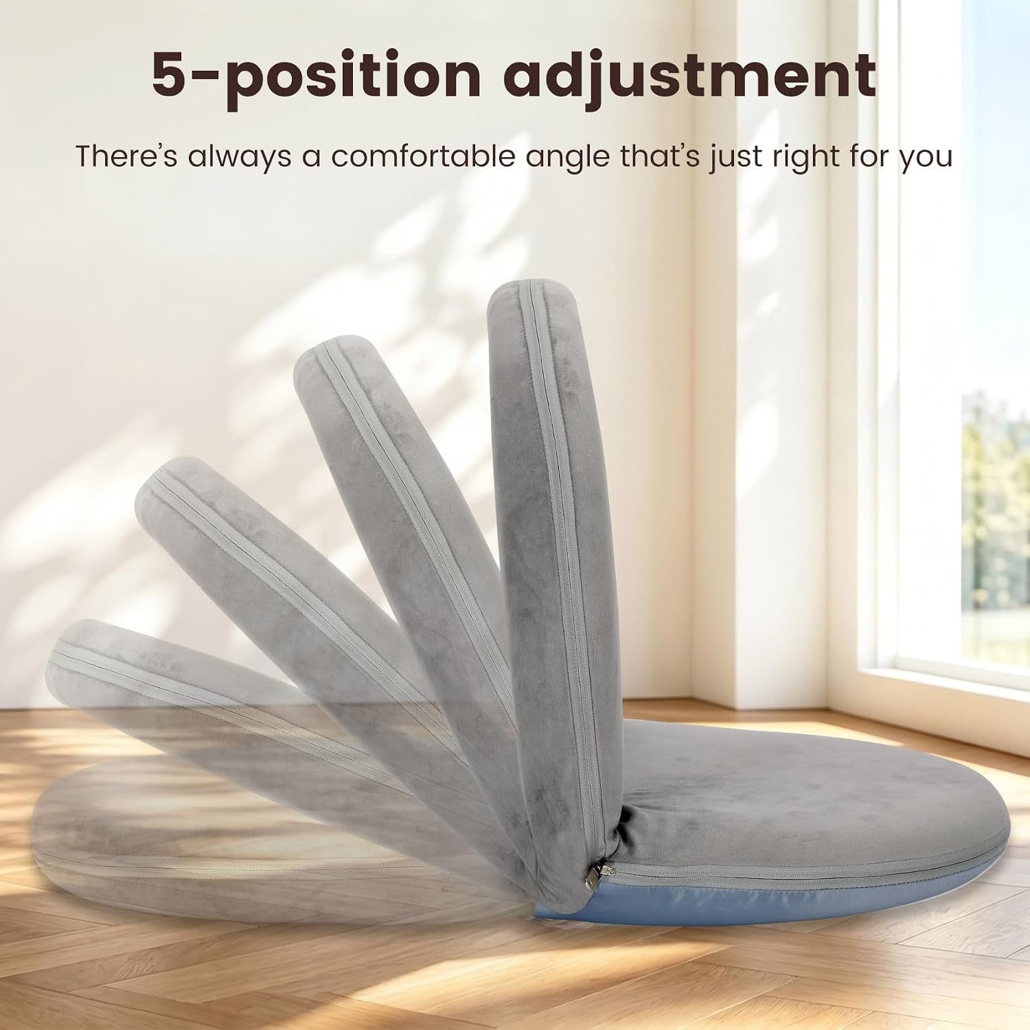 2Pcs Foldable Floor Chair with 5-Position Adjustable Back Support & Thick Padded Seat for Leisure, Gaming, Reading, Meditation, Indoor & Outdoor Use