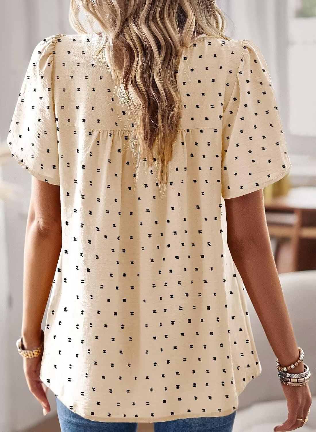 Falechay Womens Summer Tops Crewneck Short Sleeve Shirts Casual Chiffon Blouses Flowy Lace Hem Boho Clothing Trendy 2026 thumbnail