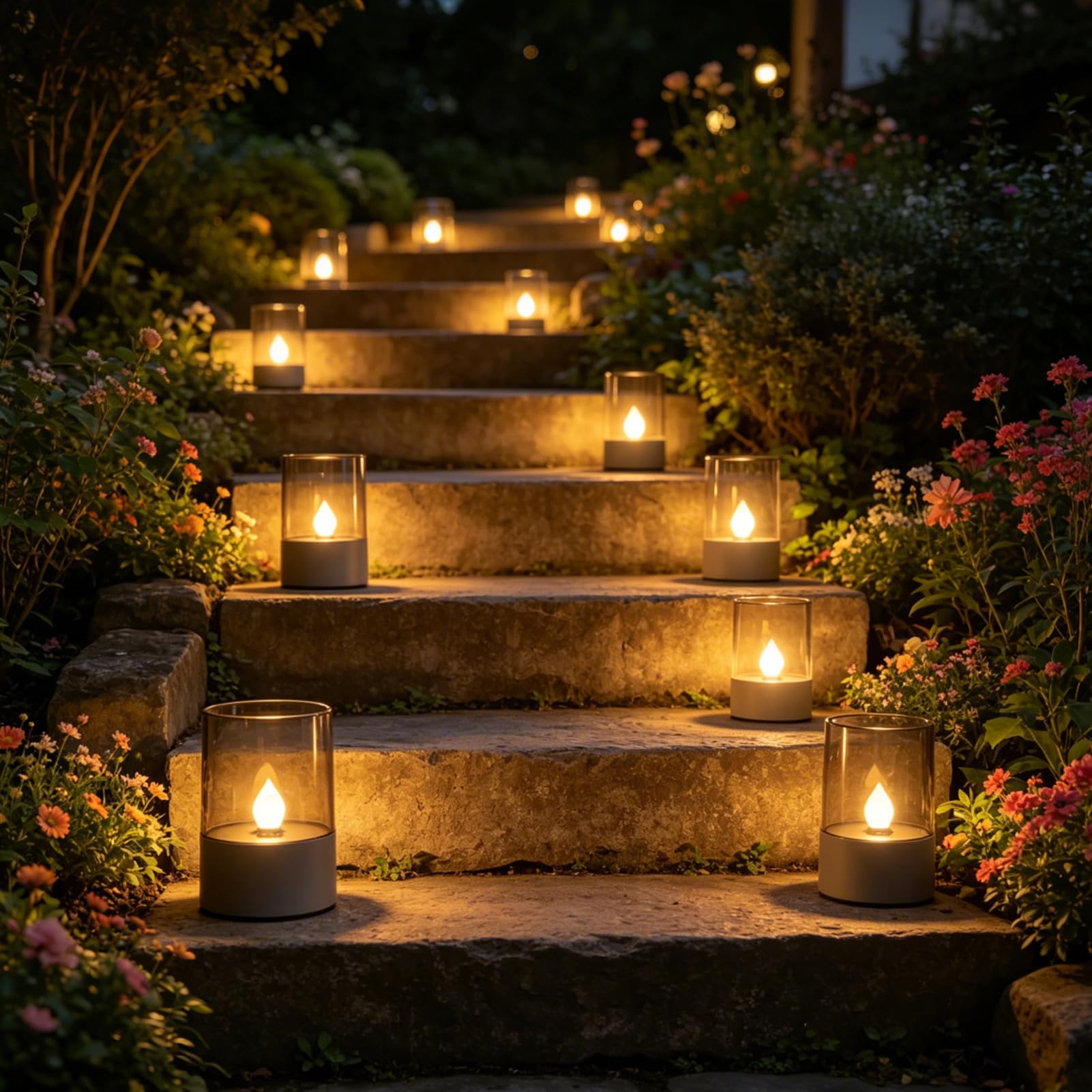 2 Stück Solar Kerzen Outdoor Teelichter LED Aufladbar Outdoor Kerzen mit Timer Wasserdicht Aufladbare Solar Teelichter Elektrisch Solarkerzen für Außen Wetterfest Garten Terrasse Balkon Deko (C)