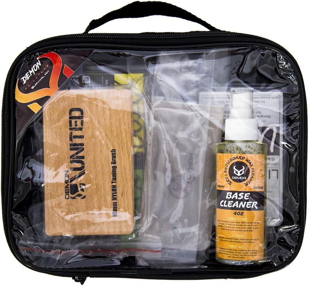 DEMON UNITED Srvl Wax Kit- Ski Waxing Kit & Snowboard Wax Kit- Includes 399gms of Wax, Nylon Brush, 2- Scrapers and Ski & Snowboard Base Cleaner