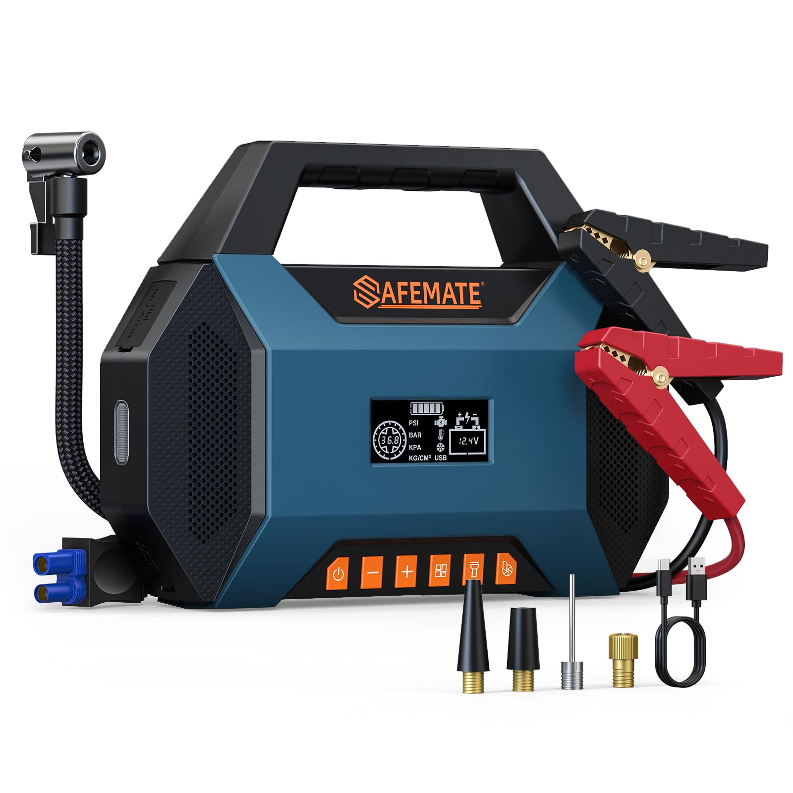 2500A Car Jump Starter with Air Compressor - 120PSI Tire Inflator 40W Fast Charging 48 84Wh Portable Power