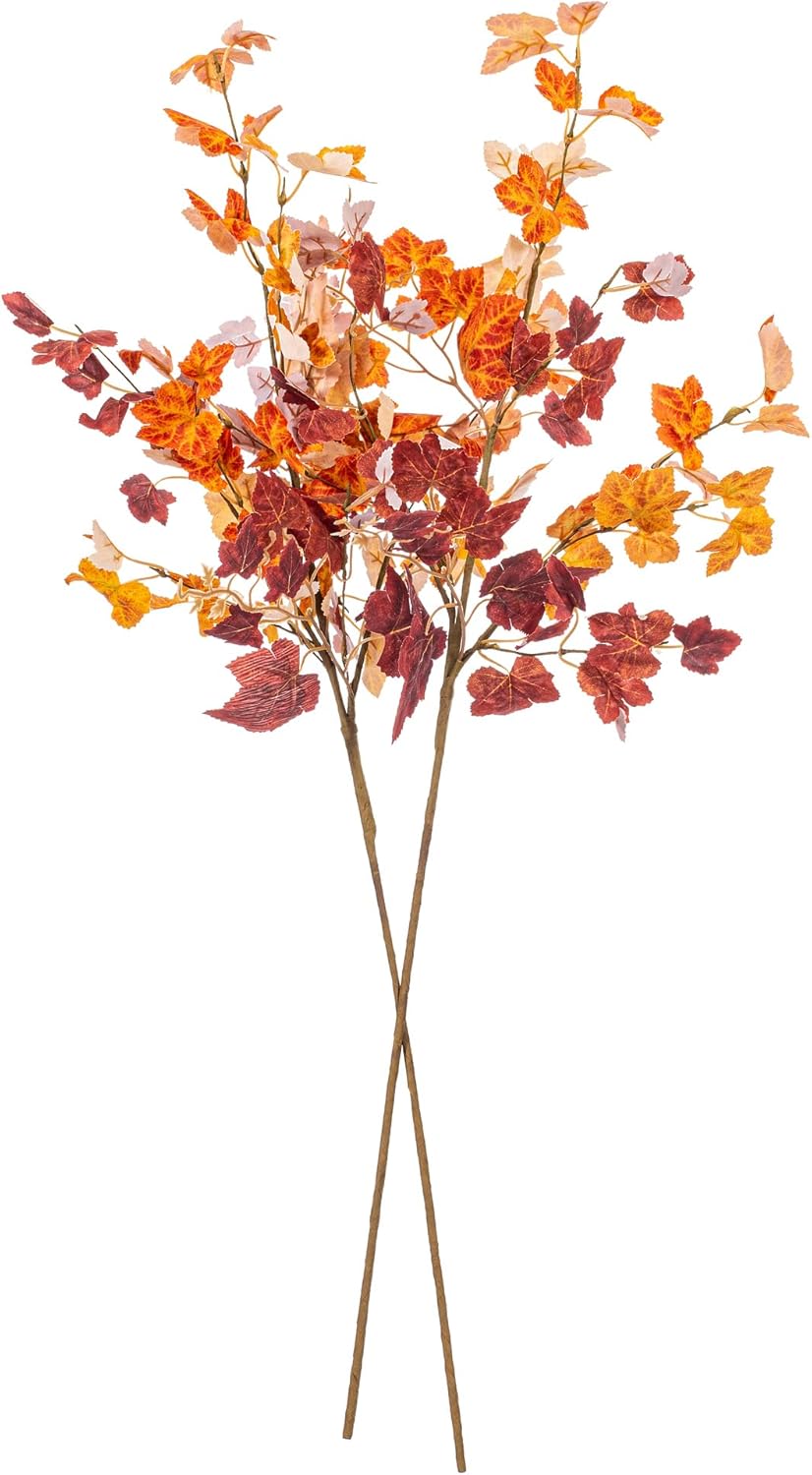 Vickerman 34" Artificial Orange Fall Maple Leaf Spray, 2 per Bag.