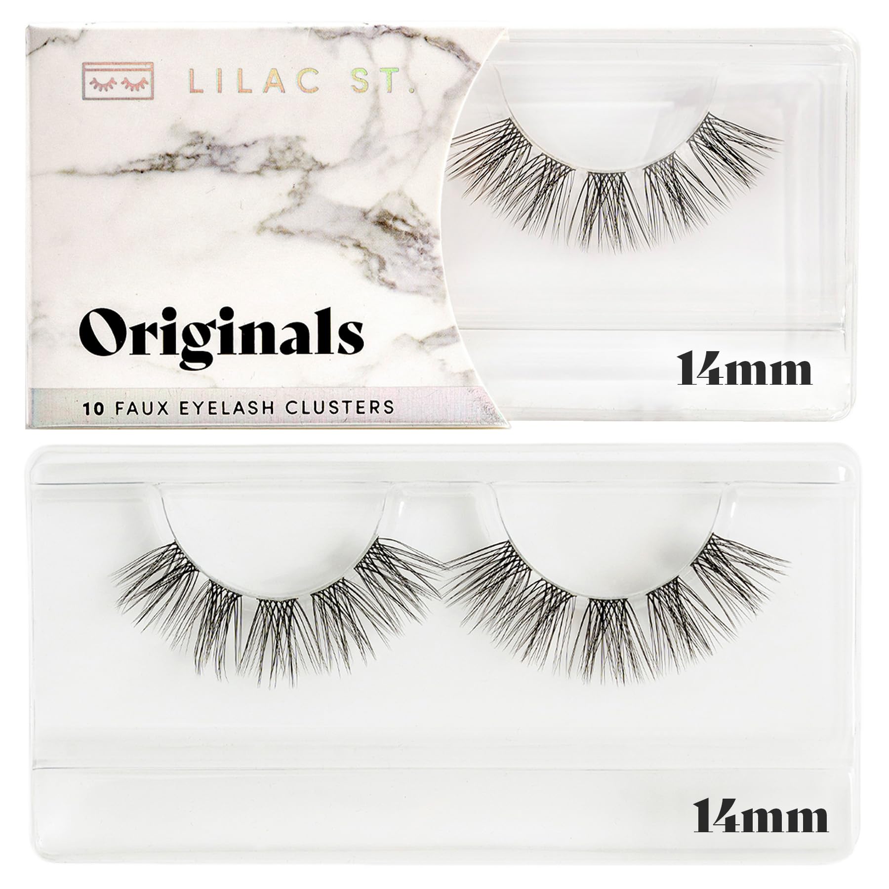 Lilac St. St - Originals Natural Faux Eyelash Clusters (14mm) - Soft, Natural Look - DIY Lash Extension Wisps - Lightweight & Lifelike - Lasts 10 Days - Cruelty Free, Vegan, Women Founded - 10 Lashes